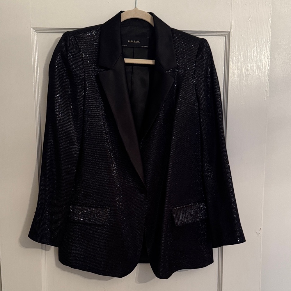 Zara Shimmering Black Women's Blazer - Never Worn